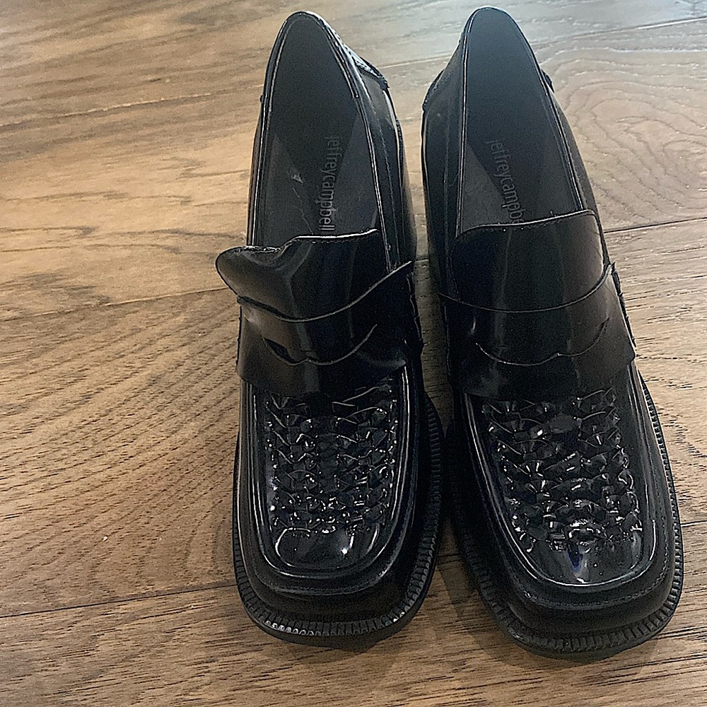 Jeffery Campbell black leather loafer new never worn